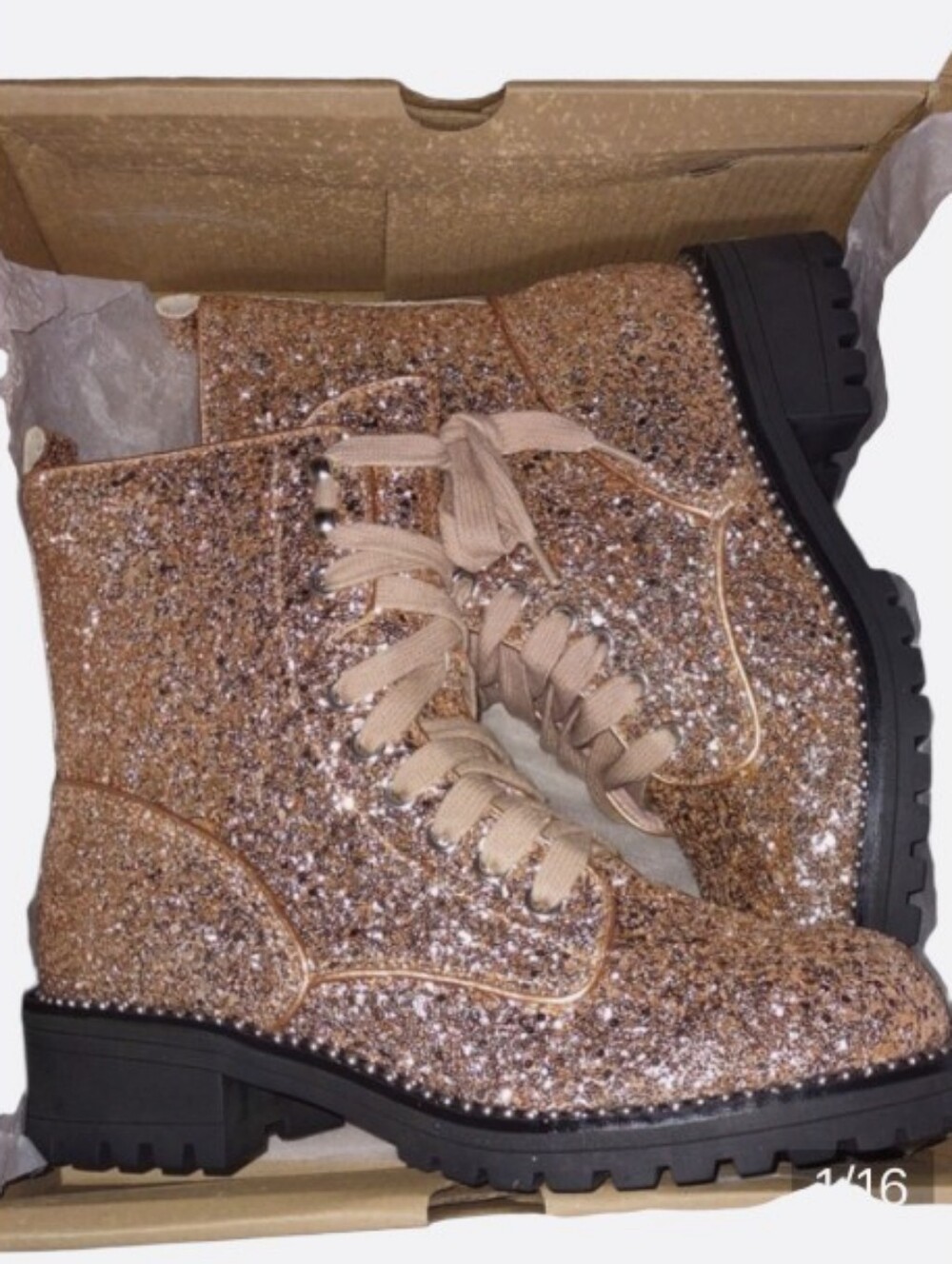 Portland By Portland Company Women's Rose Gold Glitter Boots NIB